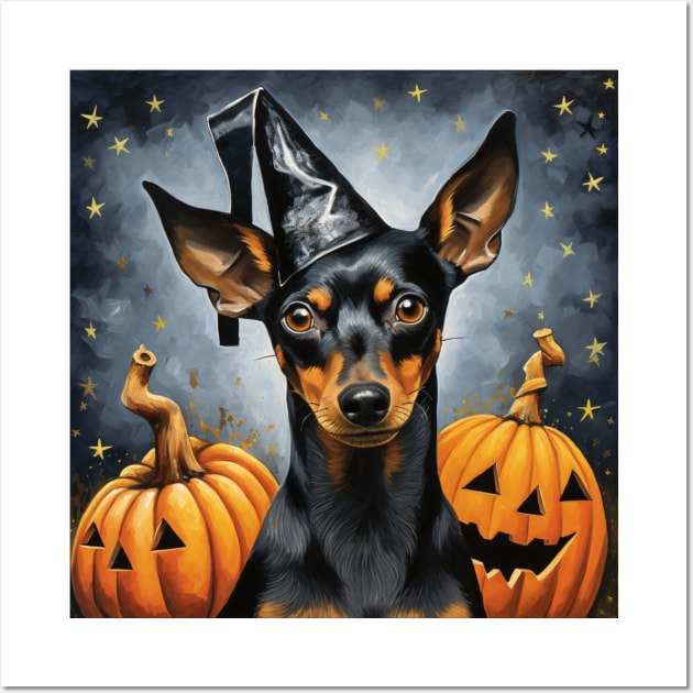 Black Manchester Terrier Halloween Wall Art by NatashaCuteShop